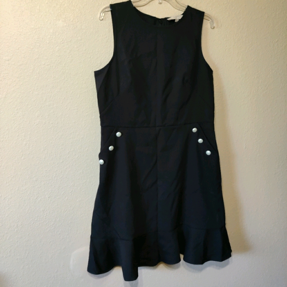 LOFT Ann Taylor Button Pocket Flounce Dress - Picture 4 of 13
